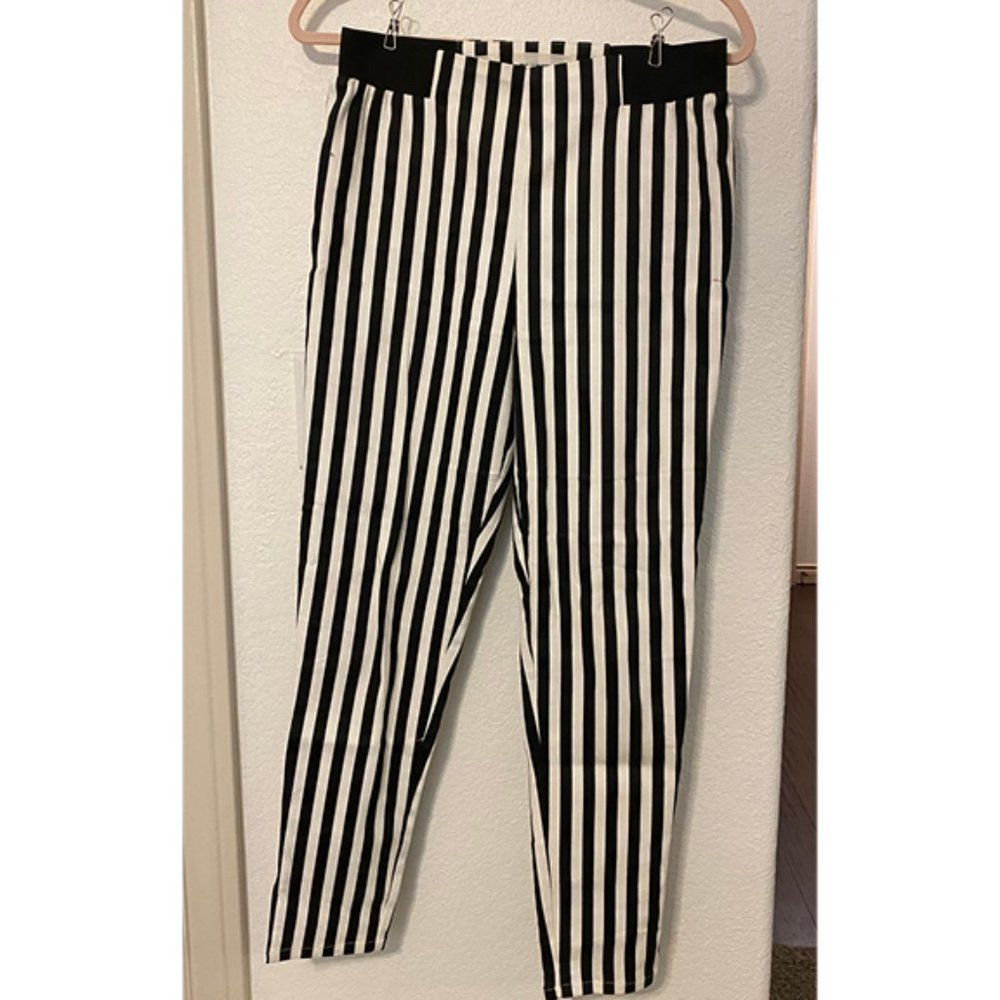 Junk food Black and White Striped Pants NWOT
